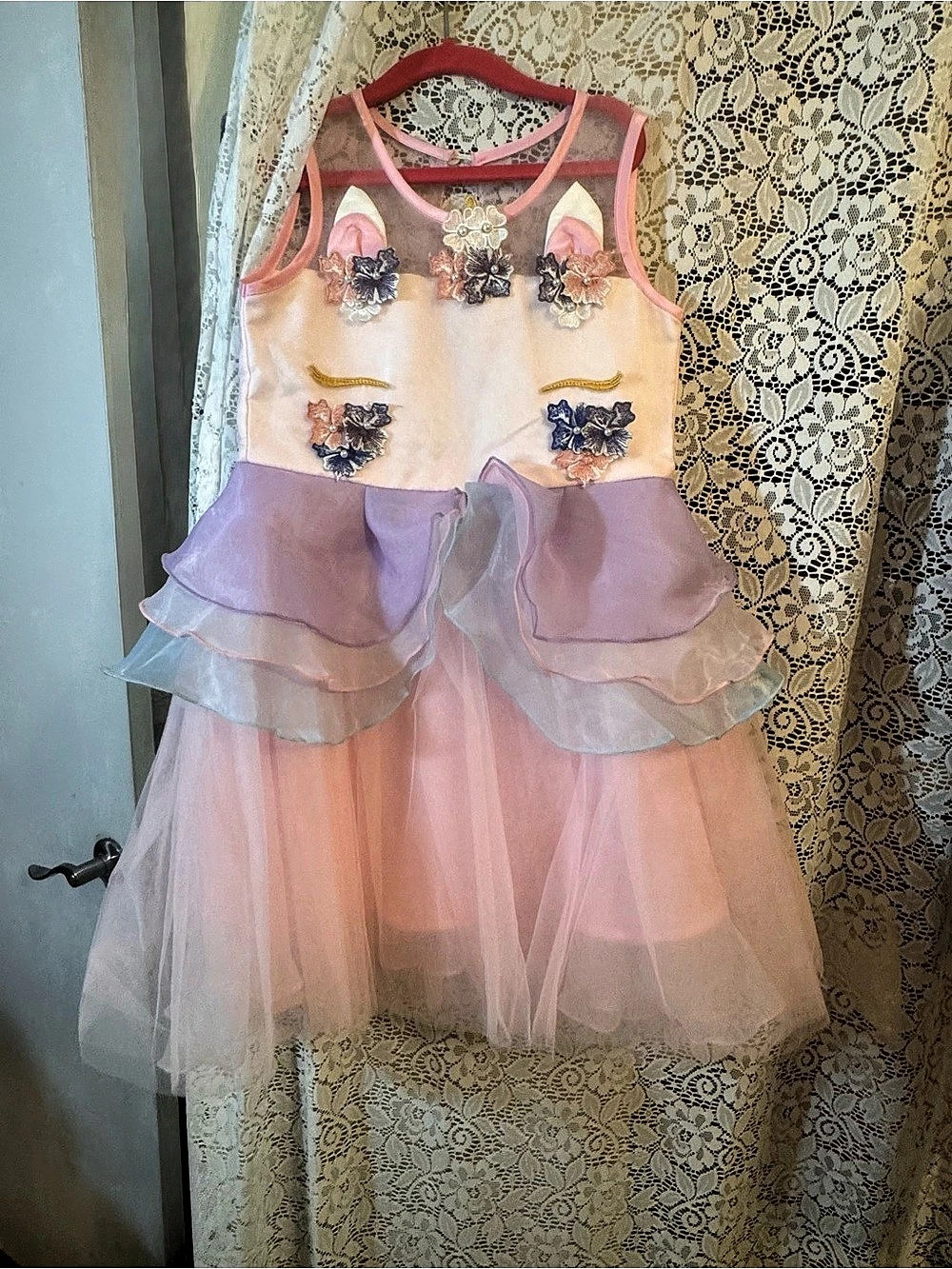 Bottom Castle Girls Unicorn Pink & Purple Formal Tulle Dress